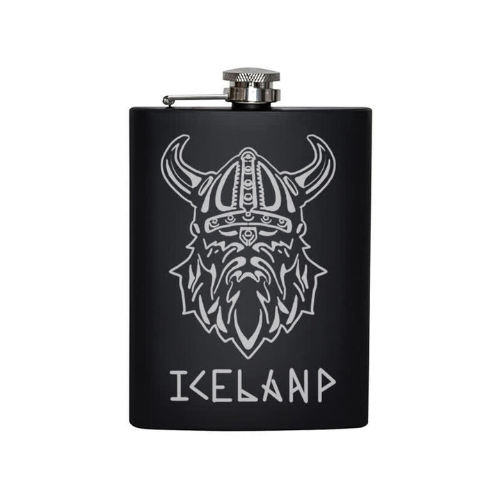 2-10 oz Viking Iceland Laser Pattern Stainless Steel Portable Flask