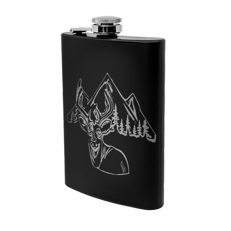 2-10 oz Deer Hunting Laser Pattern Stainless Steel Portable Flask