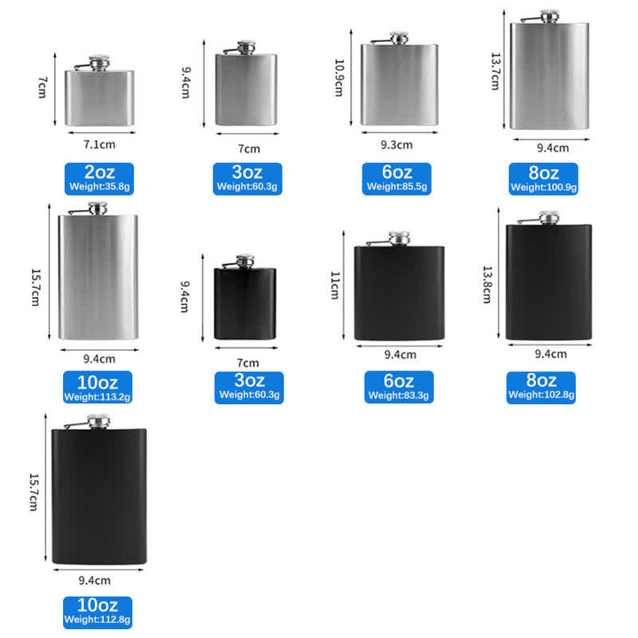 3-8 oz Personalised Engraved Custom Stainless Steel Portable Flask