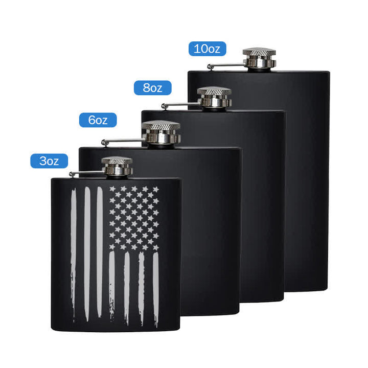 2-10 oz American Flag Laser Pattern Stainless Steel Portable Flask