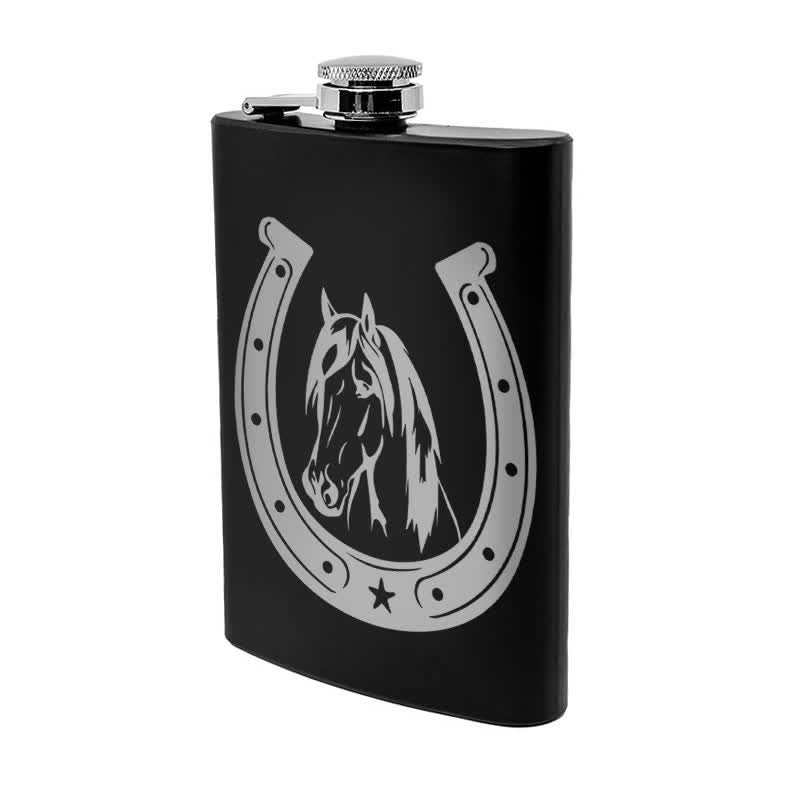 2-10 oz Horse Head Laser Pattern Stainless Steel Portable Flask