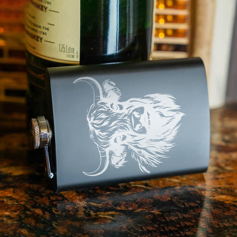 2-10 oz Yak Bull Laser Pattern Stainless Steel Portable Flask