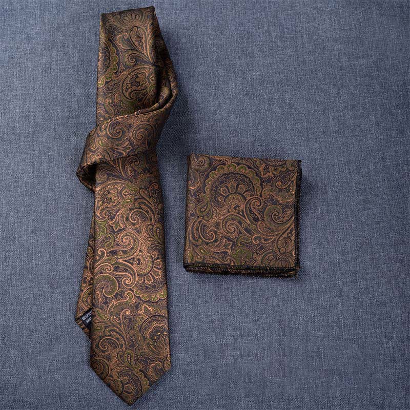 5Pcs Men's Dark Brown & Black Paisley Bow Ties Gift Box