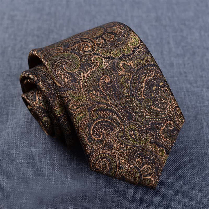 5Pcs Men's Dark Brown & Black Paisley Bow Ties Gift Box