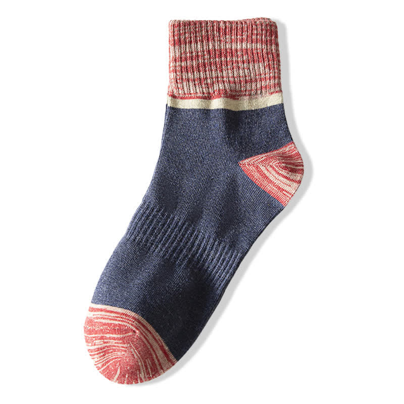 Colorblocking Contrast Sports Cotton Mid-calf Socks