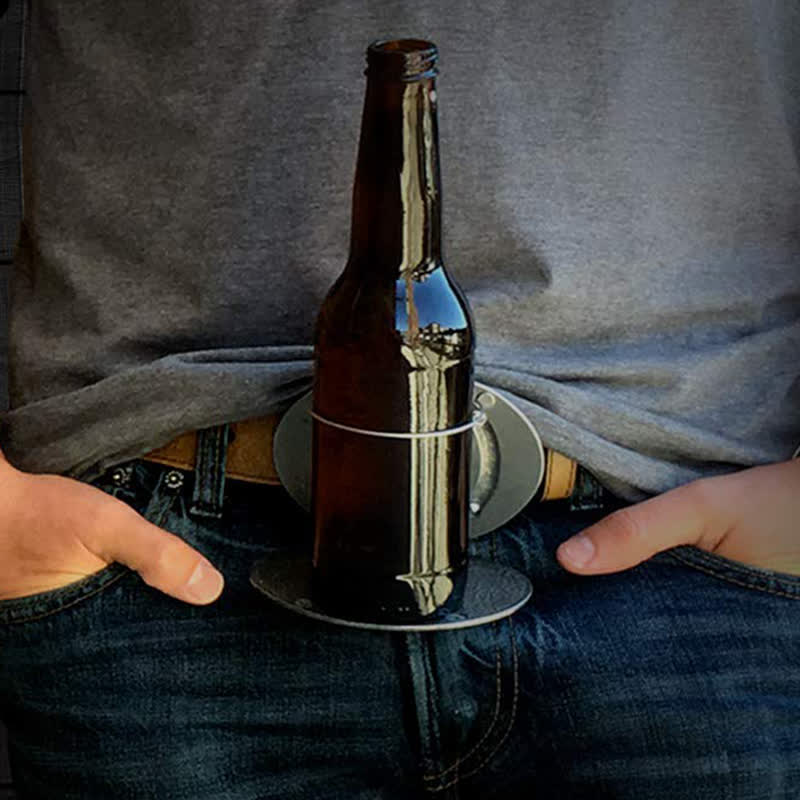 Men's DIY Rub For Luck Creative Beer Holder Buckle Leather Belt