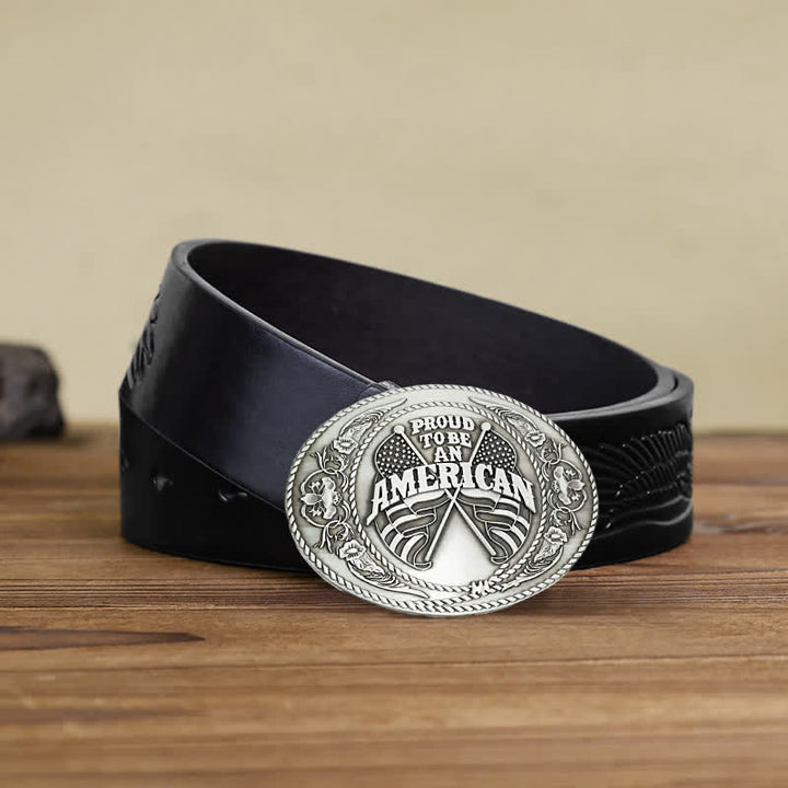 Men's DIY Dual American Flags Creative Beer Holder Buckle Leather Belt