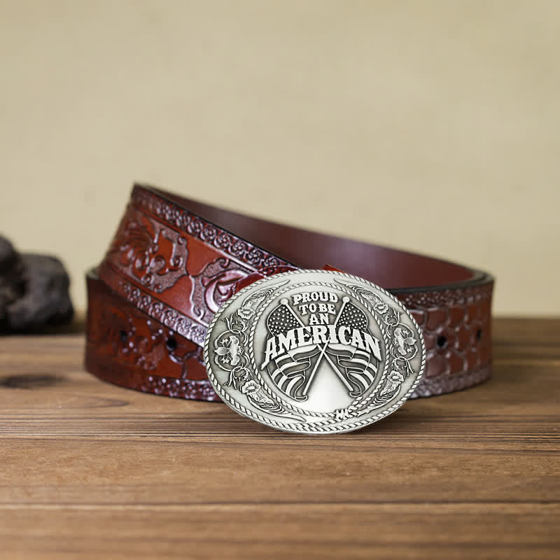 Men's DIY Dual American Flags Creative Beer Holder Buckle Leather Belt