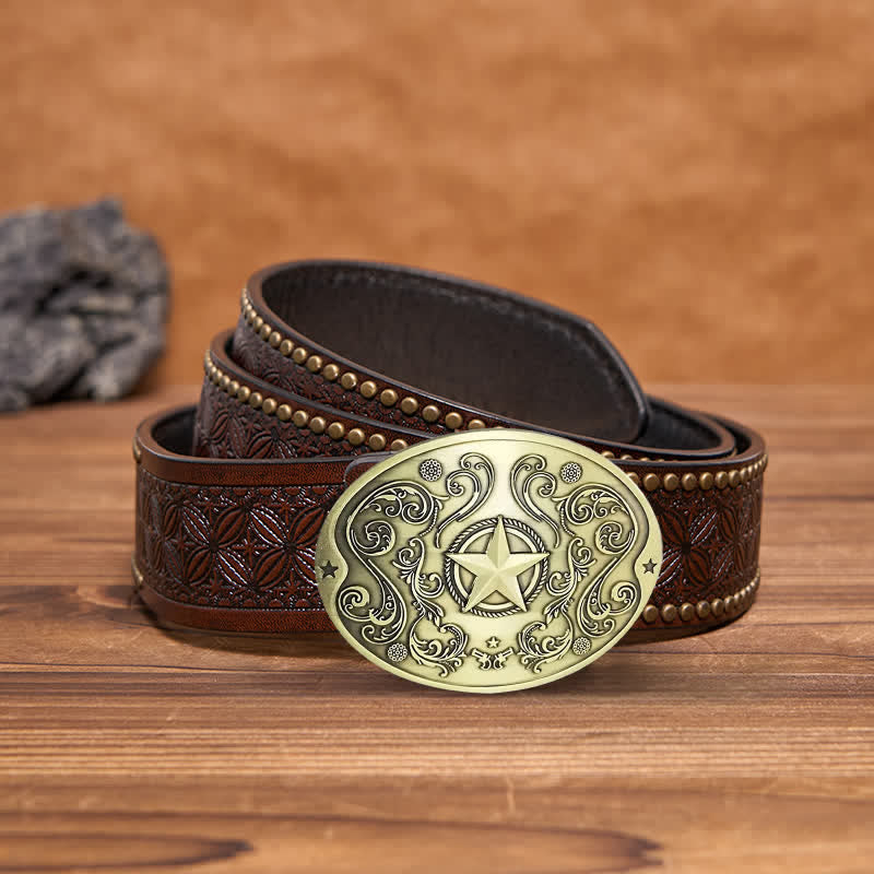 Men's DIY Western Star Creative Beer Holder Buckle Leather Belt