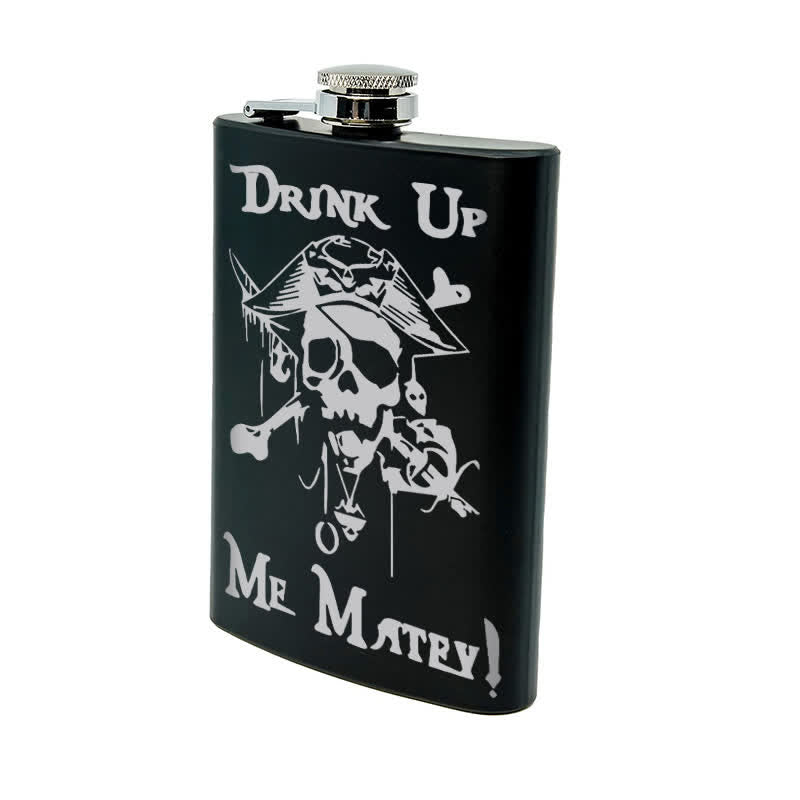 2-10 oz Pirate Skull Drink Laser Pattern Stainless Steel Portable Flask