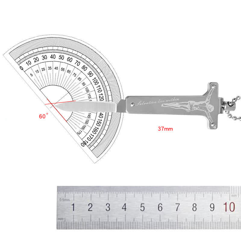 Mini Creative Jesus Holy Cross Pendant Folding Knife Necklace - image 5