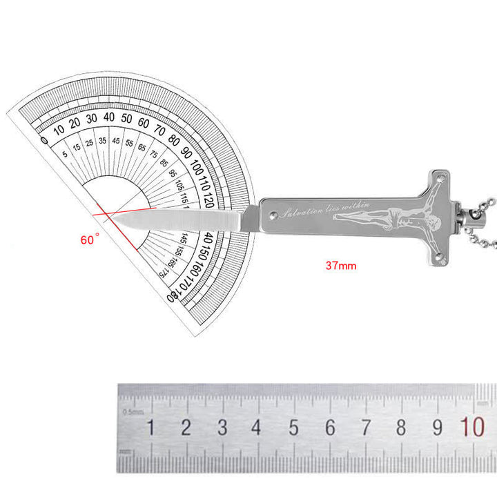 Mini Creative Jesus Holy Cross Pendant Folding Knife Necklace - image 5