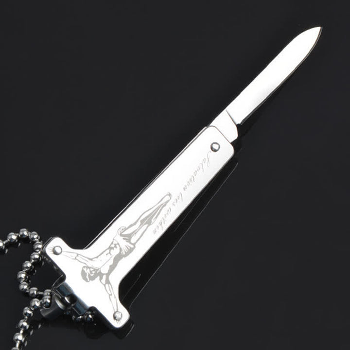 Mini Creative Jesus Holy Cross Pendant Folding Knife Necklace - image 6