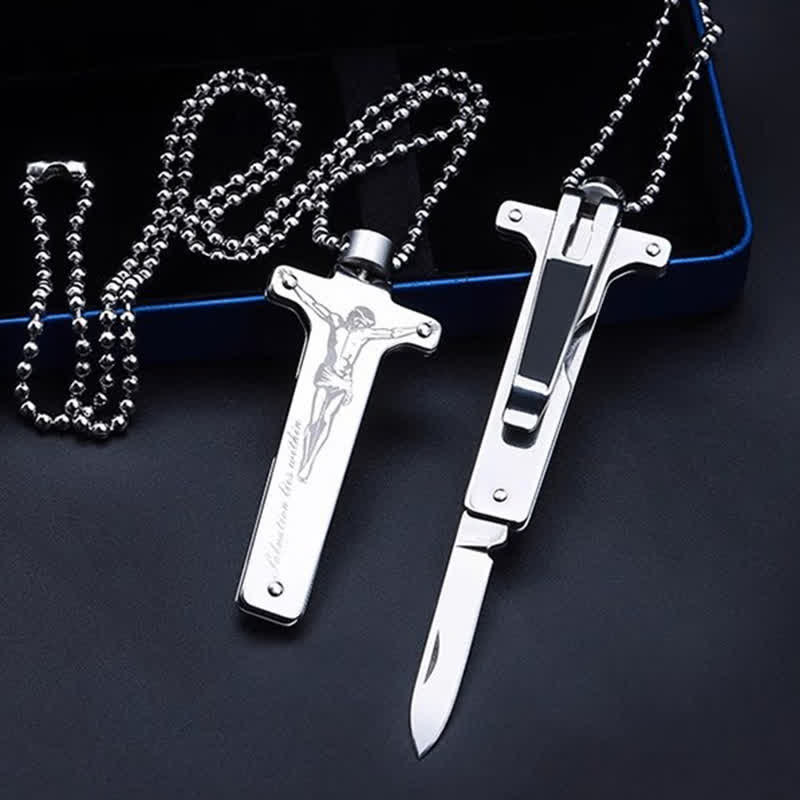 Mini Creative Jesus Holy Cross Pendant Folding Knife Necklace - Jesus Holy Cross - image 1