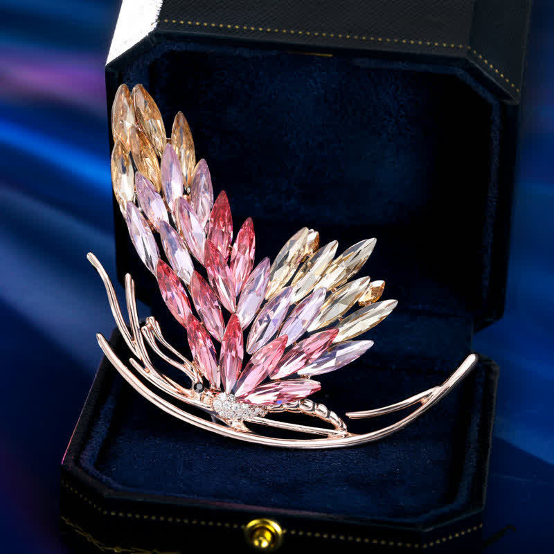 Women's Dazzling Gradient Pink Butterfly Brooch