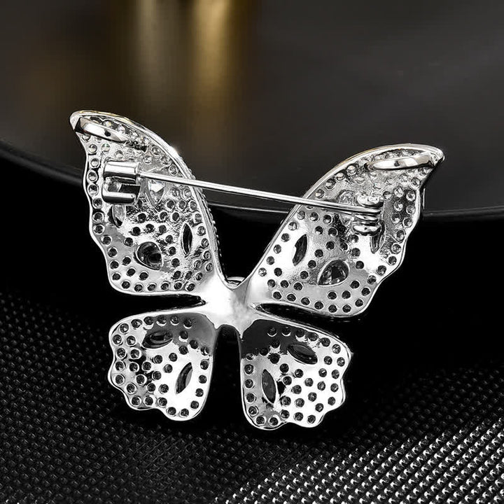 Women's Sparkling Zircon Pearl Butterfly Brooch