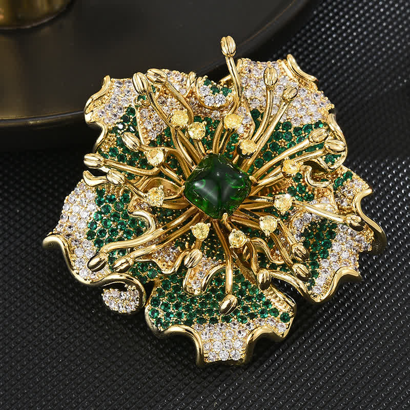 Women's Luxury Colored Cubic Zircon Retro Flower Brooch