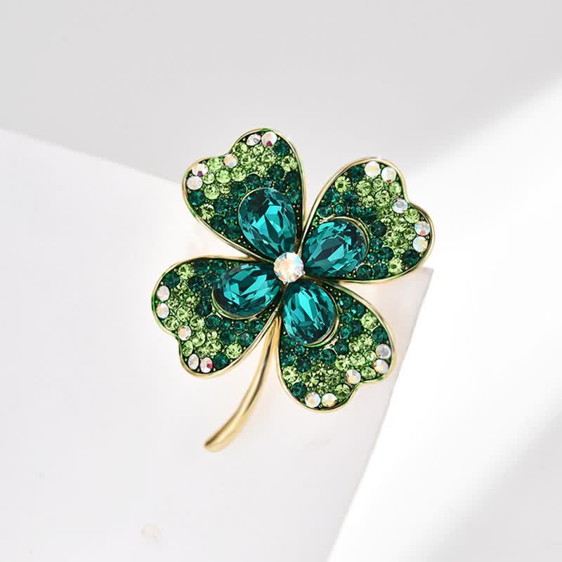 Women's Green Lucky Four Leaf Clover Brooch