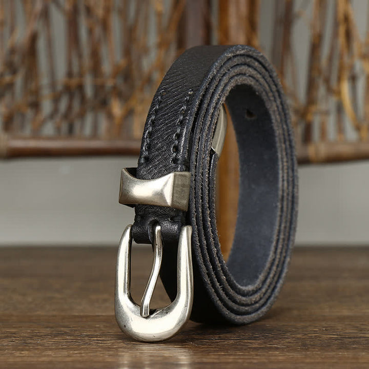 Women's Retro Narrow Skinny Waistband Leather Belt