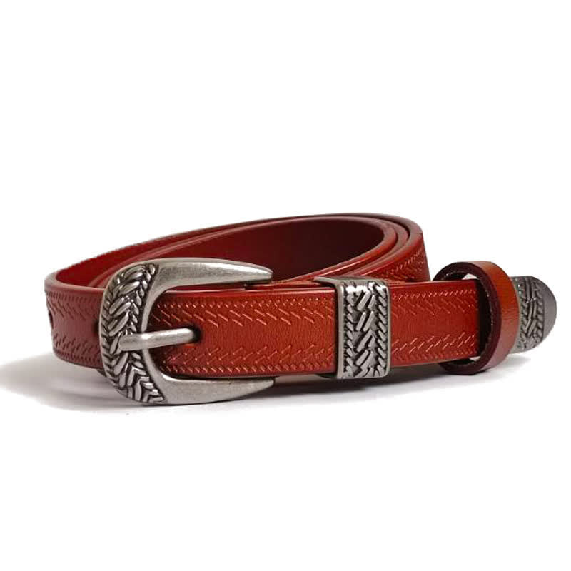 Women's Casual Decorative Carved Buckle Leather Belt