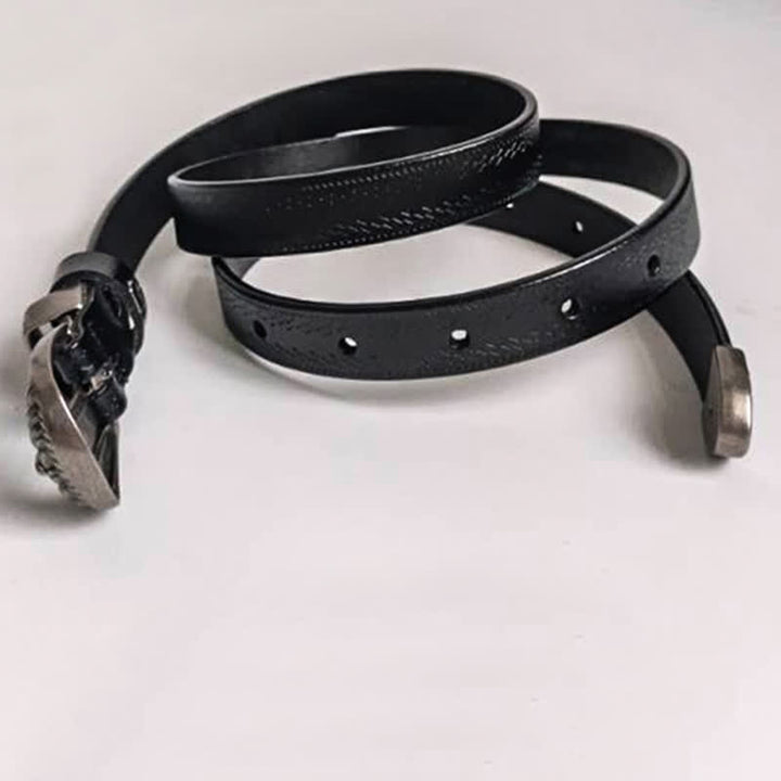 Women's Casual Decorative Carved Buckle Leather Belt