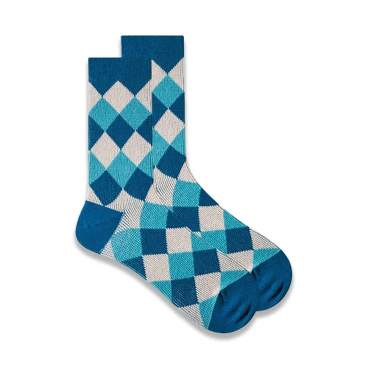 Fun Art Diamond Pattern Cotton Crew Socks