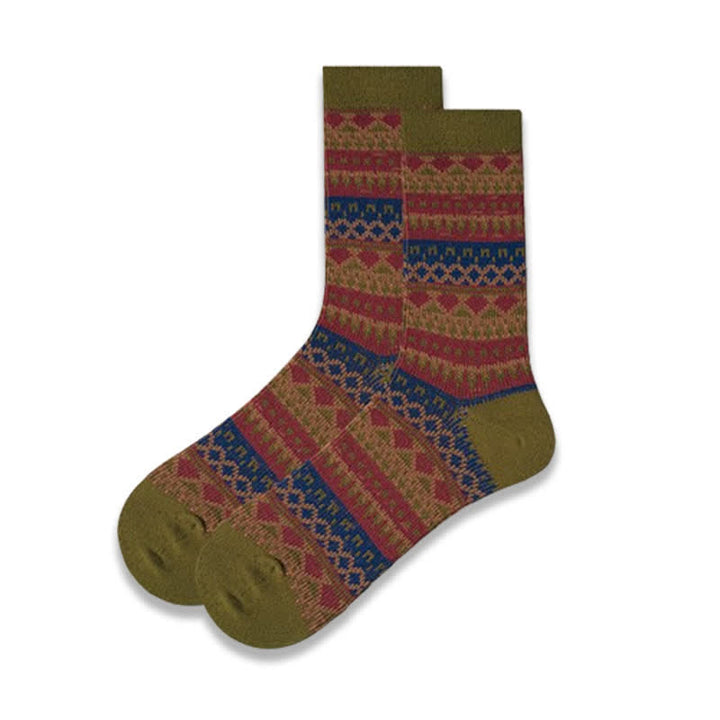 Colorful Ethnic Tribal Pattern Cotton Crew Socks