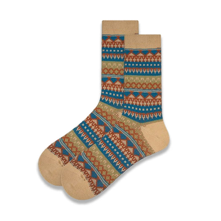 Colorful Ethnic Tribal Pattern Cotton Crew Socks