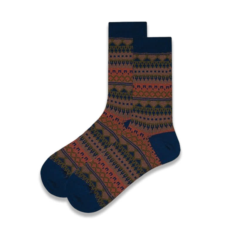 Colorful Ethnic Tribal Pattern Cotton Crew Socks