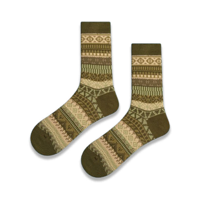 Vibrant Color Ethnic Style Retro Cotton Crew Socks