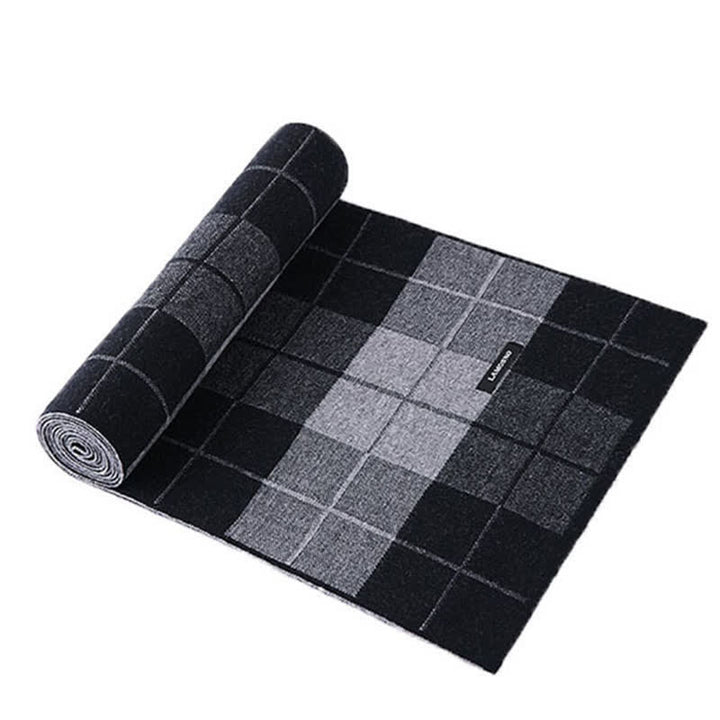 Men's Winter Warm Checked Knitted Classic Plaid Wool Scarf