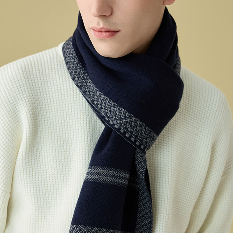 Men's Stylish Racing Line Striped Wool Scarf