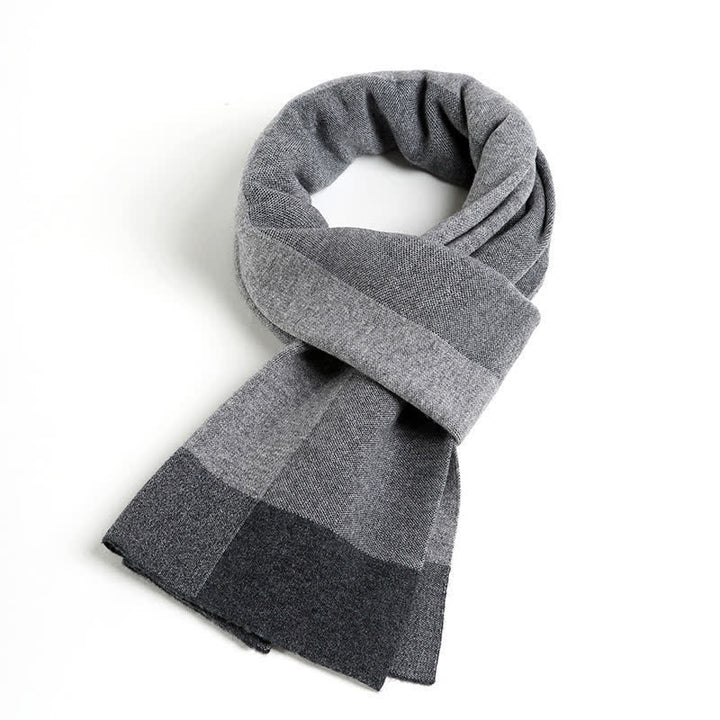 Men's Plaid Checked Contrast Color Block Wool Scarf