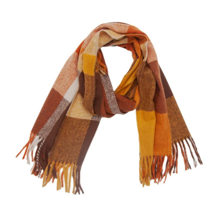 Unisex Rainbow Plaid Thickened Winter Fringe Scarf