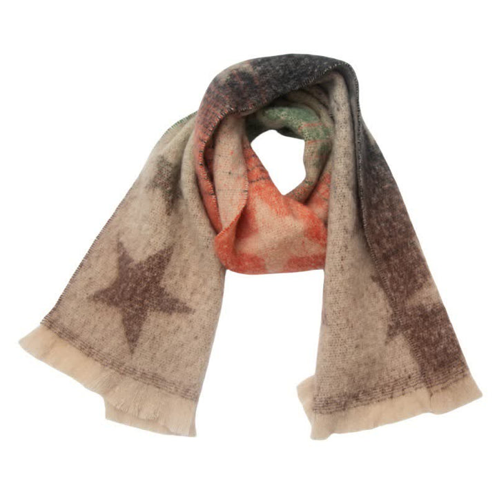 Unisex Thick Fashion Five Pointed Star Roving Scarf