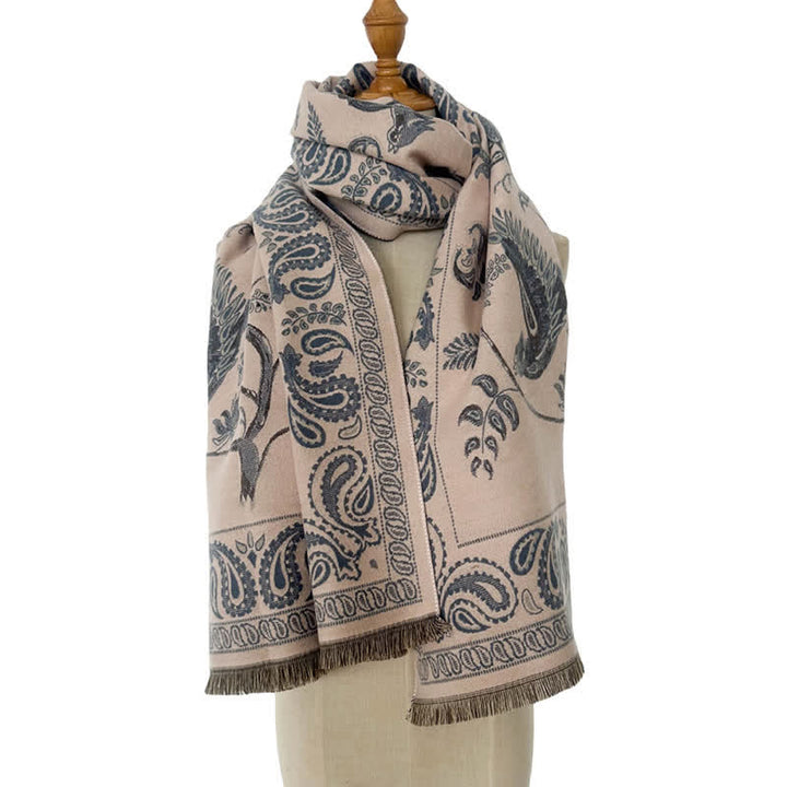 Unisex Elegance Paisley Flying Birds Pattern Scarf