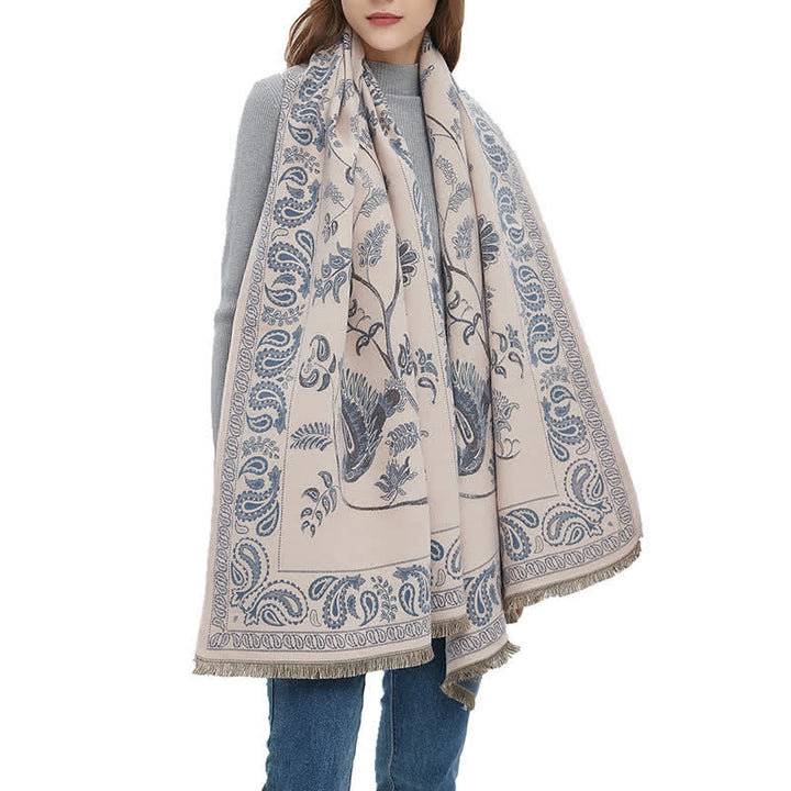 Unisex Elegance Paisley Flying Birds Pattern Scarf