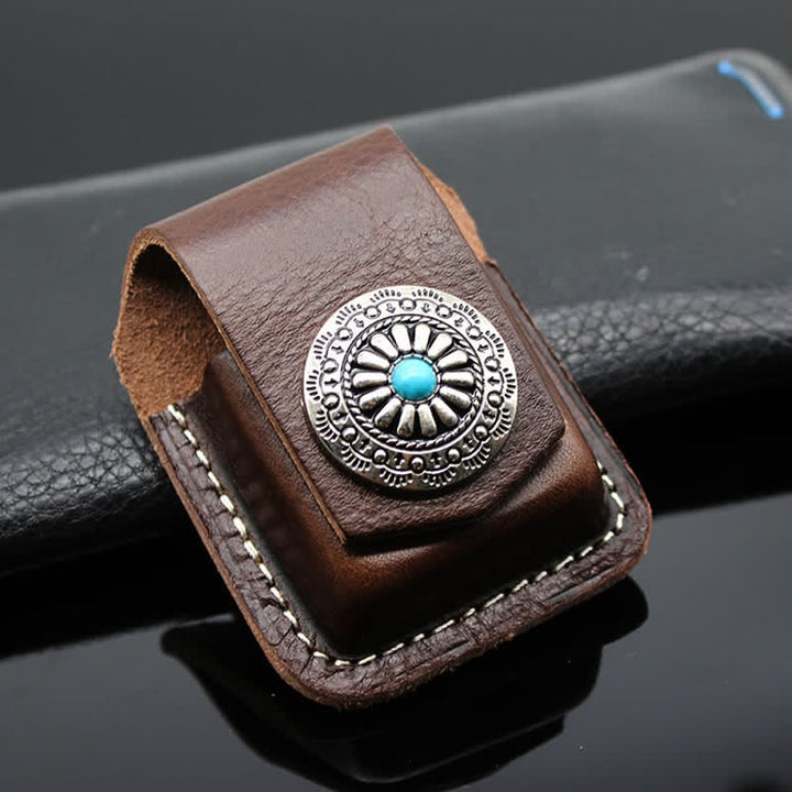 Indian Turquoise Lighter Holder Leather Belt Bag