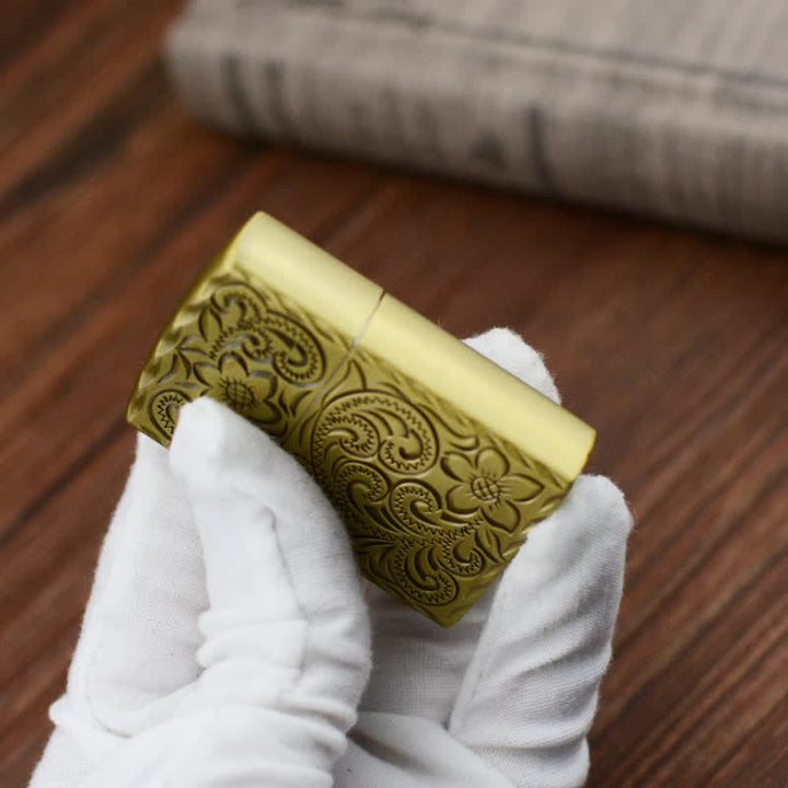 Elegant Flower Relief Design Refillable Butane Lighter