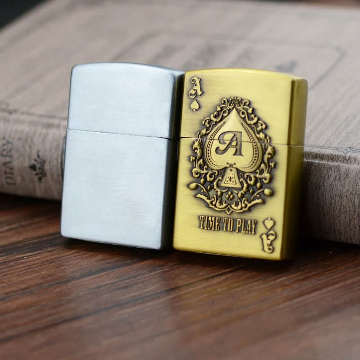 Lucky ACE Poker Relief Design Refillable Butane Lighter