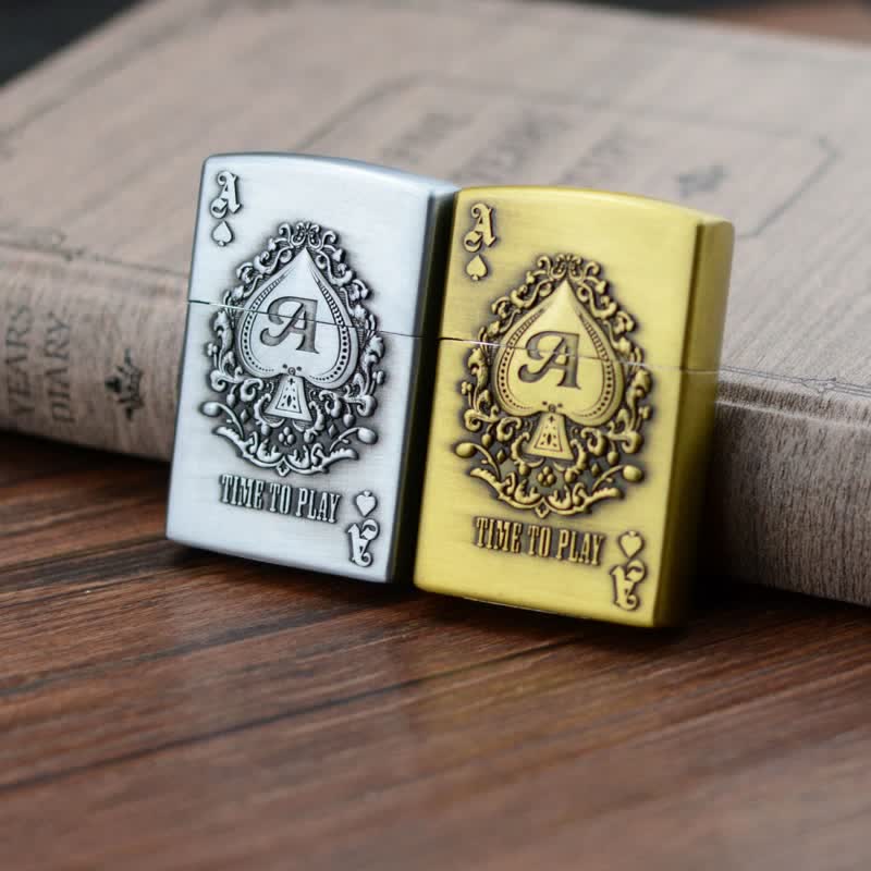 Lucky ACE Poker Relief Design Refillable Butane Lighter