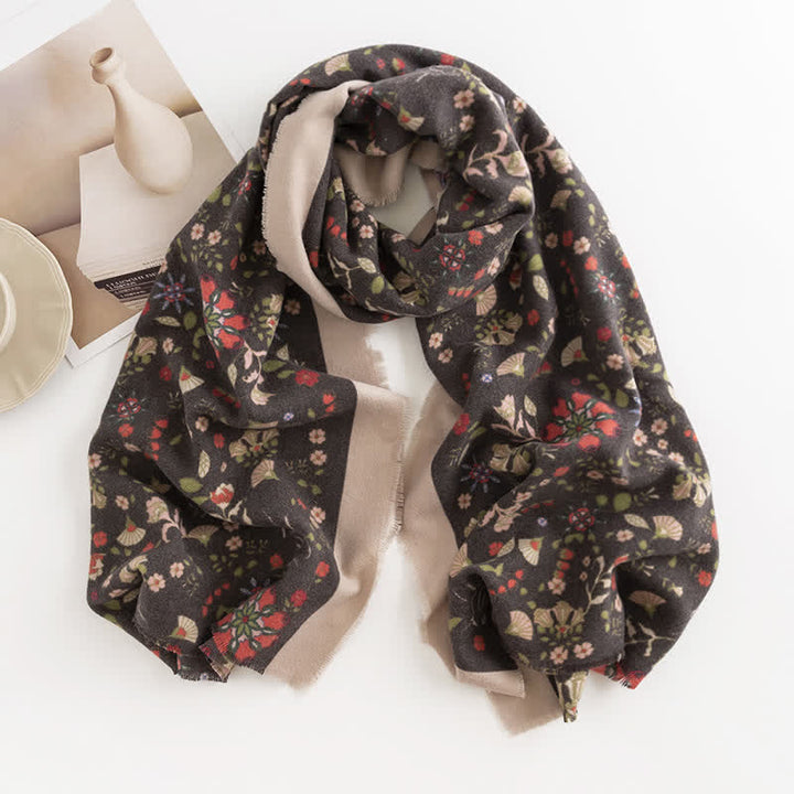 Women's Elagant Floral Contrast Border Scarf