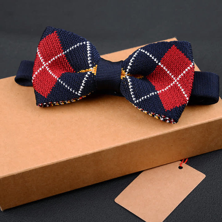 Men's Vintage Scottish Plaid Knitted Bow Tie