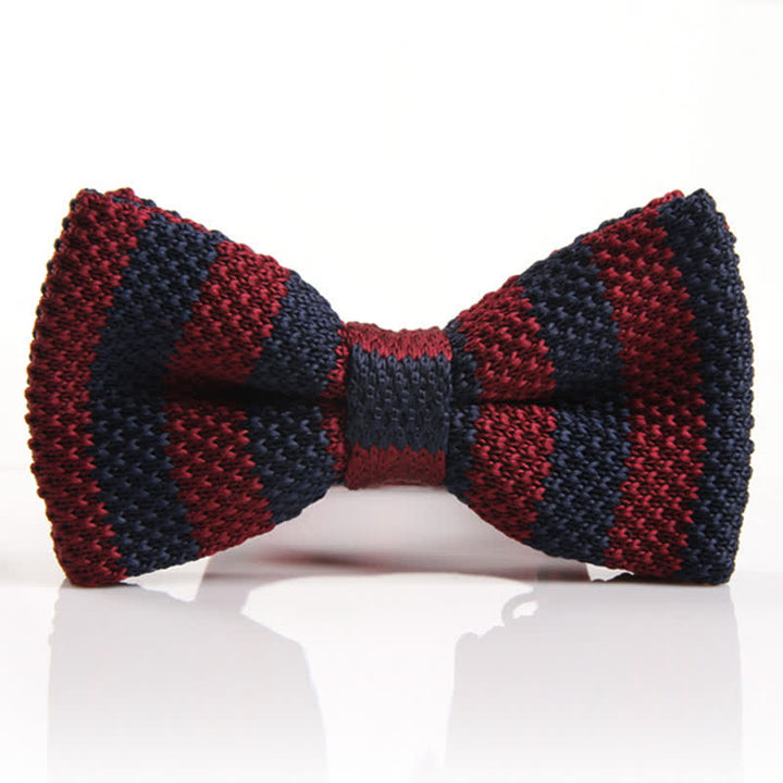 Men's Double Color Match Striped Knitted Bow Tie