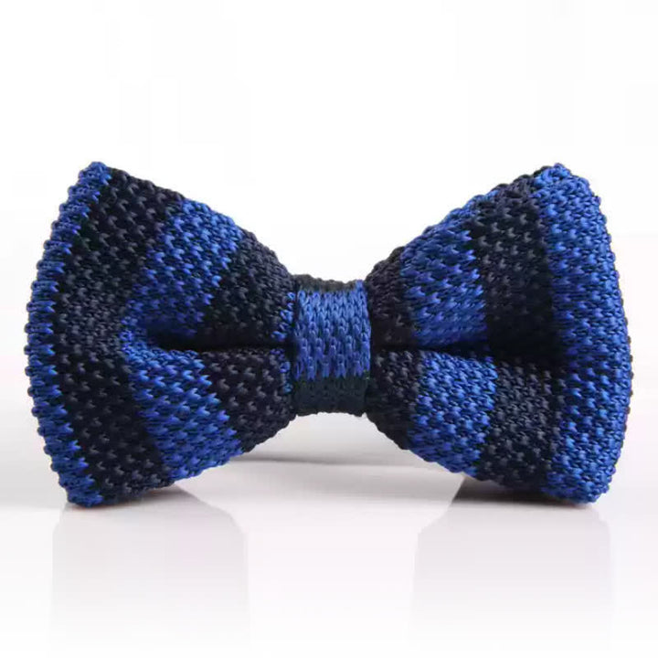 Men's Double Color Match Striped Knitted Bow Tie