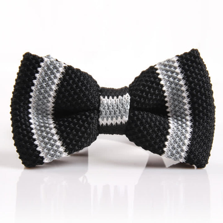 Men's Double Color Match Striped Knitted Bow Tie