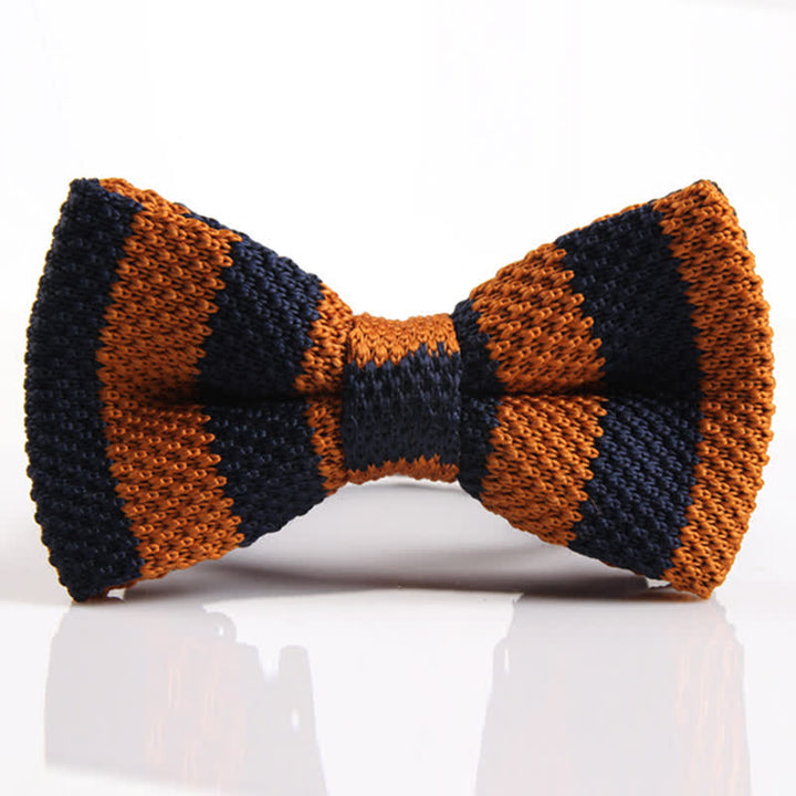 Men's Double Color Match Striped Knitted Bow Tie