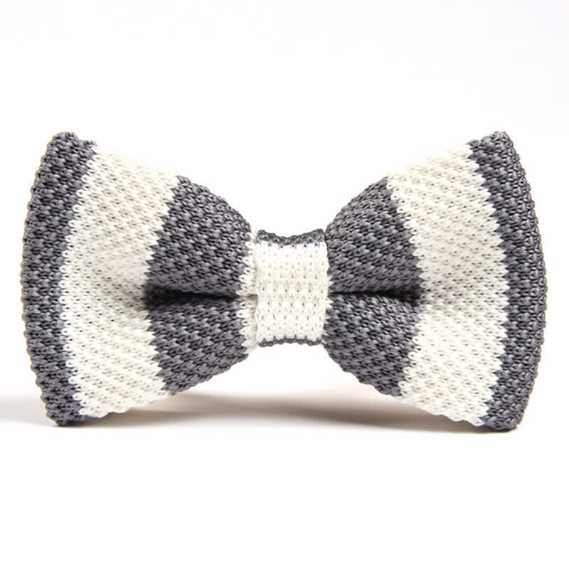 Men's Double Color Match Striped Knitted Bow Tie