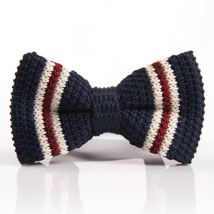 Men's Three Color Match Striped Knitted Bow Tie