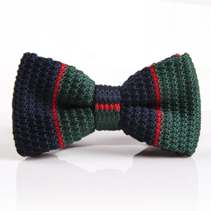 Men's Three Color Match Striped Knitted Bow Tie